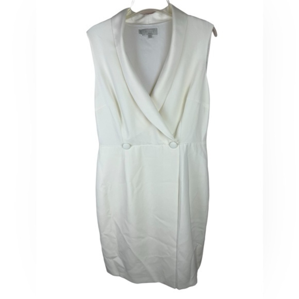 HOBBS women’s cream off white Sleeveless Lana Tux midi Dress size 12 FLAW